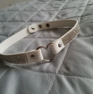 Spencer's white choker with rhinestones